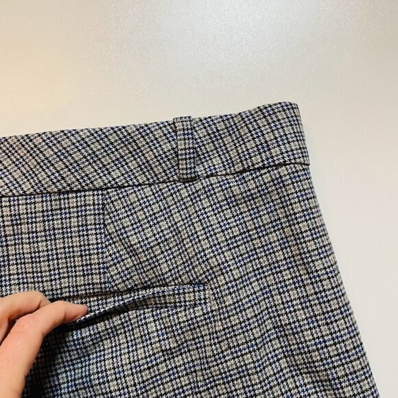 Banana Republic Pant Trouser Wool Plaid Grey Blue Stretch Lined Herringbone 14 - Picture 7 of 13
